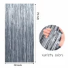 Sm:)e 2-Pack Light Bright Silver Foil Fringe Curtains for Events - Birthday, Wedding, Graduation, Christmas, Baby Shower