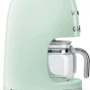 Smeg 50's Retro Style Drip Filter Coffee Machine, 10 Cups, Pastel Green