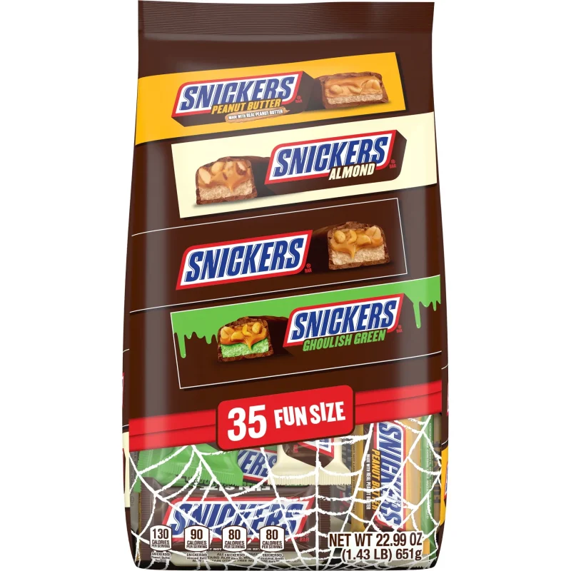 Snickers Fun Size Chocolate Halloween Candy Variety Assortment - 35 Ct Bulk Bag