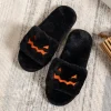 Soft Plush Cozy Open Toe Indoor Outdoor Fuzzy Slippers Women House Slippers Warm Winter Flat Shoes Winter Warm Halloween