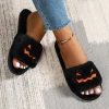 Soft Plush Cozy Open Toe Indoor Outdoor Fuzzy Slippers Women House Slippers Warm Winter Flat Shoes Winter Warm Halloween