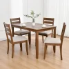 Solid Wood 5-Piece Dining Set With 47-Inch Table And Four Slat-Back Chairs
