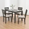 Solid Wood 5-Piece Dining Set With 47-Inch Table And Four Slat-Back Chairs