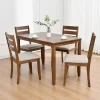 Solid Wood 5-Piece Dining Set With 47-Inch Table And Four Slat-Back Chairs