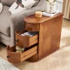 Solid Wood Chairside End Table, Two Drawers, 23.62'D x 10.63'W x 23.62'H