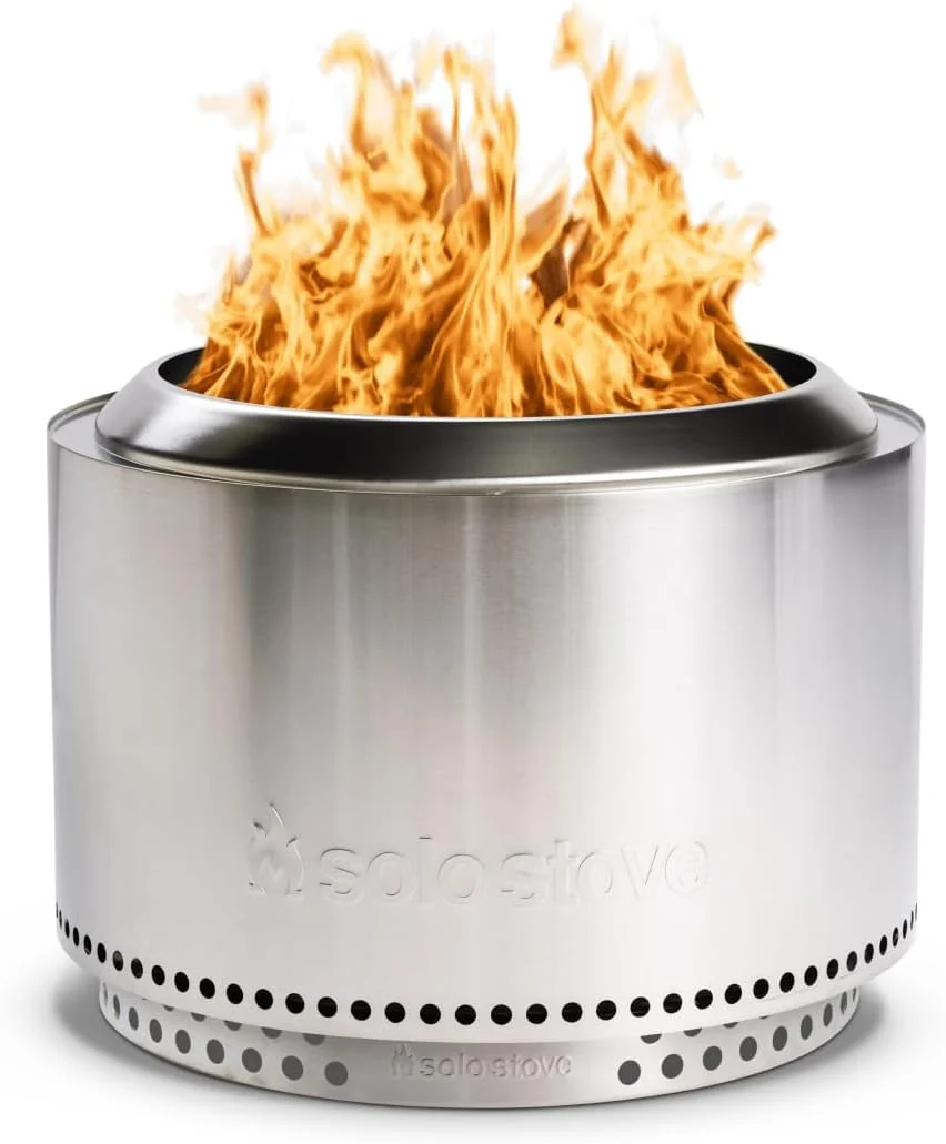 Solo Stove Wood Burning Smokeless Fire Pit, 27 Inch, Stainless Steel, 38 lbs - Yukon 2.0