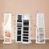 SONGMICS LED Mirror Jewelry Cabinet With Full-Length Mirror, 21.59in D x 21.59in W x 62.59in H