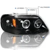 Spec-D Tuning Black LED Strip Projector Headlights With 6-LED Fog Lamps - Ford F150 Flareside 1997-2003, 04 Heritage