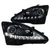 Spec-D Tuning Glossy Black Smoke Projector Headlights Sequential LED For 2006-2009 IS250 - Left + Right Pair