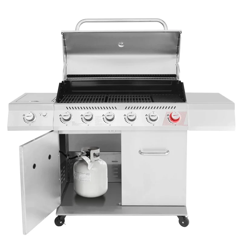 Stainless Steel 6-Burner Gas Grill - 74,000 BTU With Sear And Side Burner