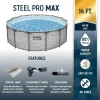 Steel Pro MAX 14 Foot x 48 Inch Round Steel Frame Above Ground Pool Set With 1,000 Filter Pump, Ladder And Cover - Gray