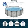 Steel Pro MAX 14 Foot x 48 Inch Round Steel Frame Above Ground Pool Set With 1,000 Filter Pump, Ladder And Cover - Gray