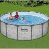 Steel Pro MAX 14 Foot x 48 Inch Round Steel Frame Above Ground Pool Set With 1,000 Filter Pump, Ladder And Cover - Gray