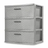 Sterilite 3-Drawer Wide Weave Storage Tower, Cement - 24 Inches H x 21.88 Inches W x 15.88 Inches D