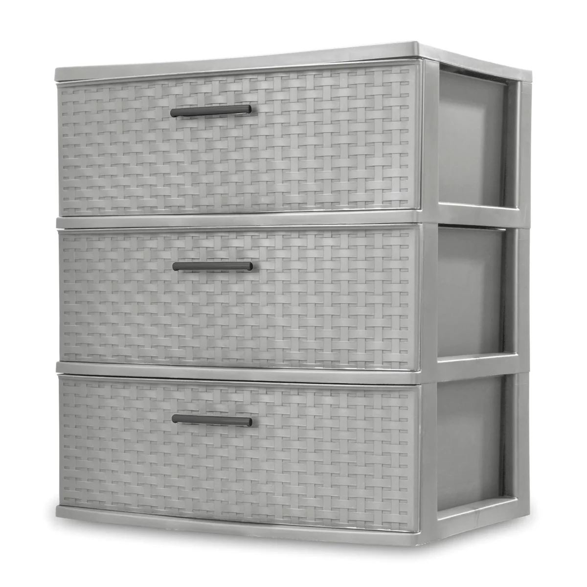 Sterilite 3-Drawer Wide Weave Storage Tower, Cement - 24 Inches H x 21.88 Inches W x 15.88 Inches D