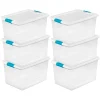 Sterilite Clear Storage Tote With Lids, 64 Quart, 6 Pack