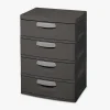 Sterilite Heavy-Duty 4 Drawer Plastic Storage Unit, Flat Gray