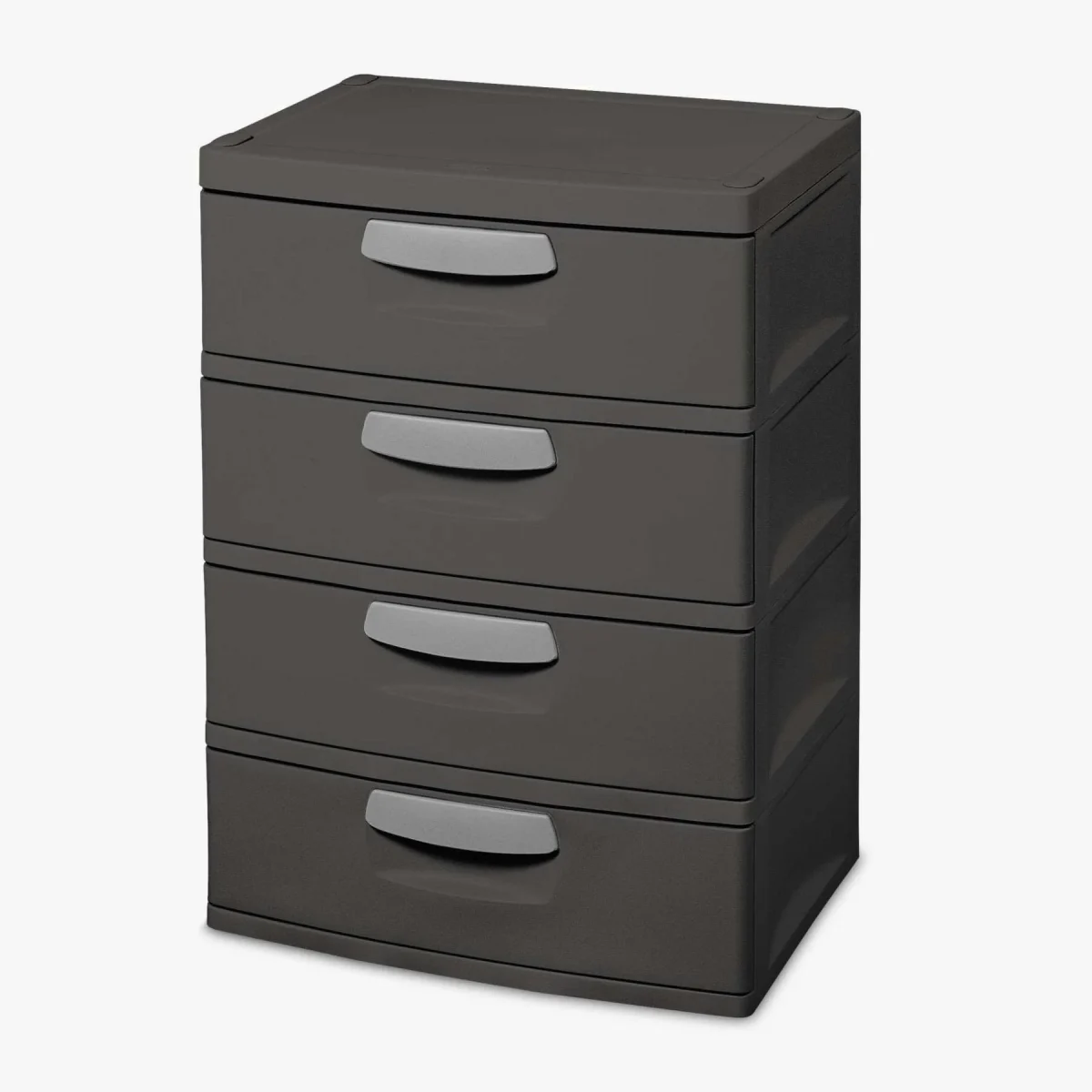 Sterilite Heavy-Duty 4 Drawer Plastic Storage Unit, Flat Gray