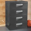 Sterilite Heavy-Duty 4 Drawer Plastic Storage Unit, Flat Gray