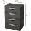 Sterilite Heavy-Duty 4 Drawer Plastic Storage Unit, Flat Gray
