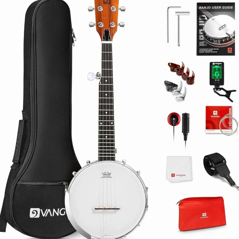 Vangoa 26 Inch Mini Travel Banjo With Remo Head And Beginner Kit