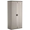 Suncast Mega Tall Resin Outdoor Storage Cabinet With 3 Shelves, Platinum Metallic