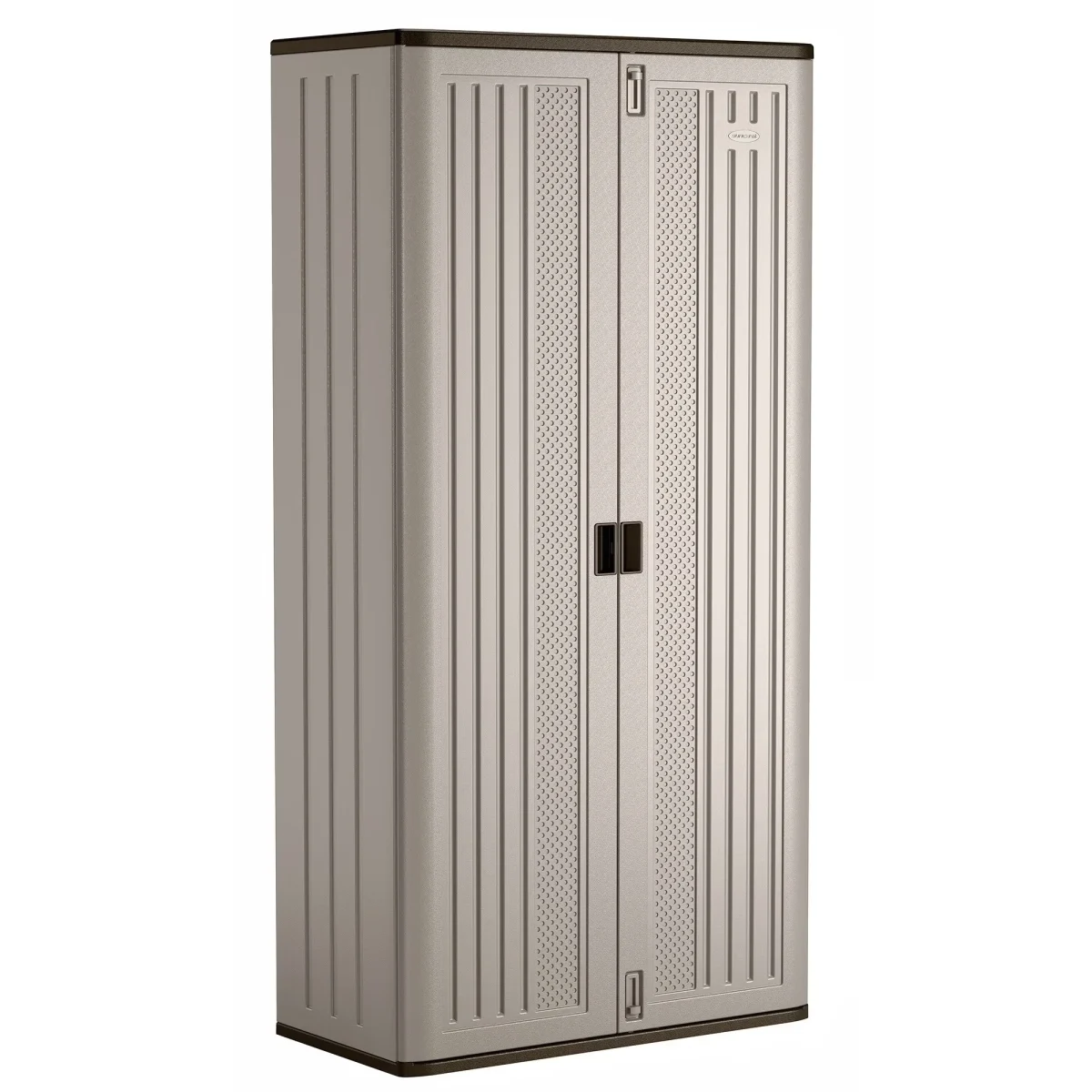 Suncast Mega Tall Resin Outdoor Storage Cabinet With 3 Shelves, Platinum Metallic
