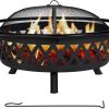 SUNCREAT 42-Inch Wood Burning Patio Fire Pit, Black, 42.1 Inch Diameter x 25.2 Inch High