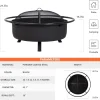 SUNCREAT 42-Inch Wood Burning Patio Fire Pit, Black, 42.1 Inch Diameter x 25.2 Inch High