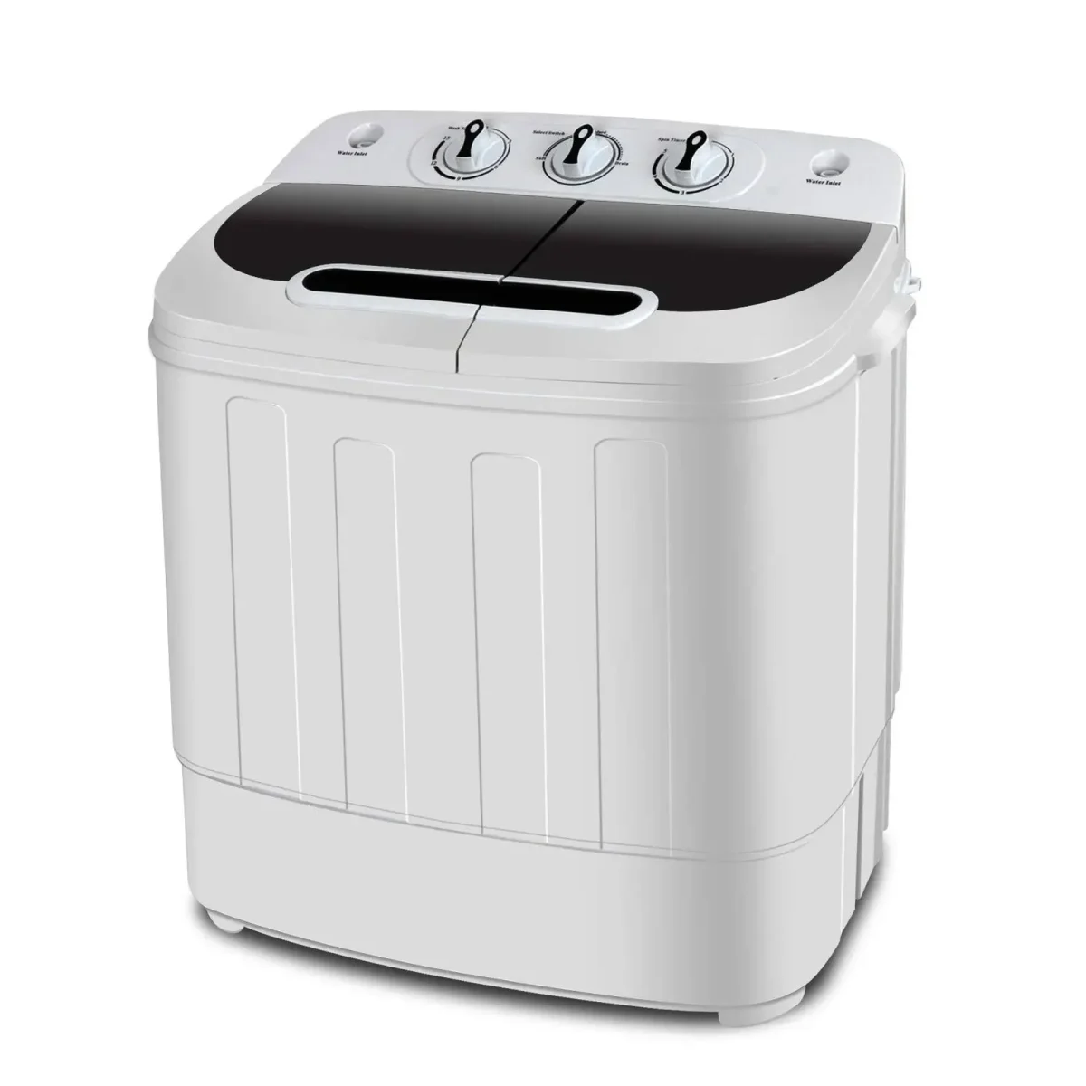 Compact Mini Twin Tub Portable Washing Machine With Wash And Spin Cycle Combo, Built-In Gravity Drain, 13lbs