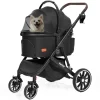 SWITTE 3-In-1 Foldable Pet Stroller With 4 Wheels, Black
