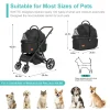 SWITTE 3-In-1 Foldable Pet Stroller With 4 Wheels, Black