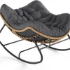 SWITTE Outdoor Rocking Chair - Oversized Wicker Papasan Egg Chair