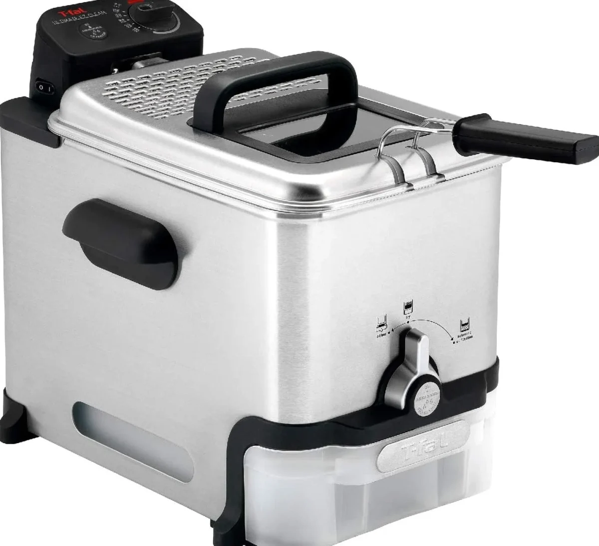 T-Fal Ultimate Steel Deep Fryer With Basket, 3.5 Liter Oil And 2.6 Pound Food Capacity - EZ Clean Pro