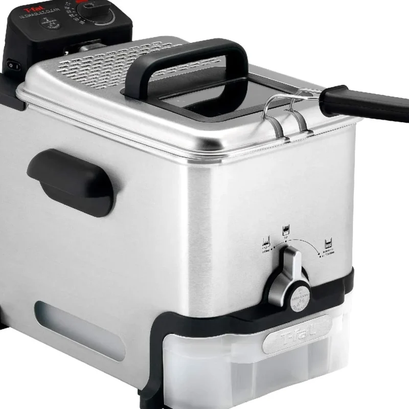 T-Fal Ultimate Steel Deep Fryer With Basket, 3.5 Liter Oil And 2.6 Pound Food Capacity - EZ Clean Pro