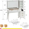 T4TREAM 48in Fluted Makeup Vanity Desk With 36in Mirror, Lights, 5 Drawers And Adjustable Shelves - White