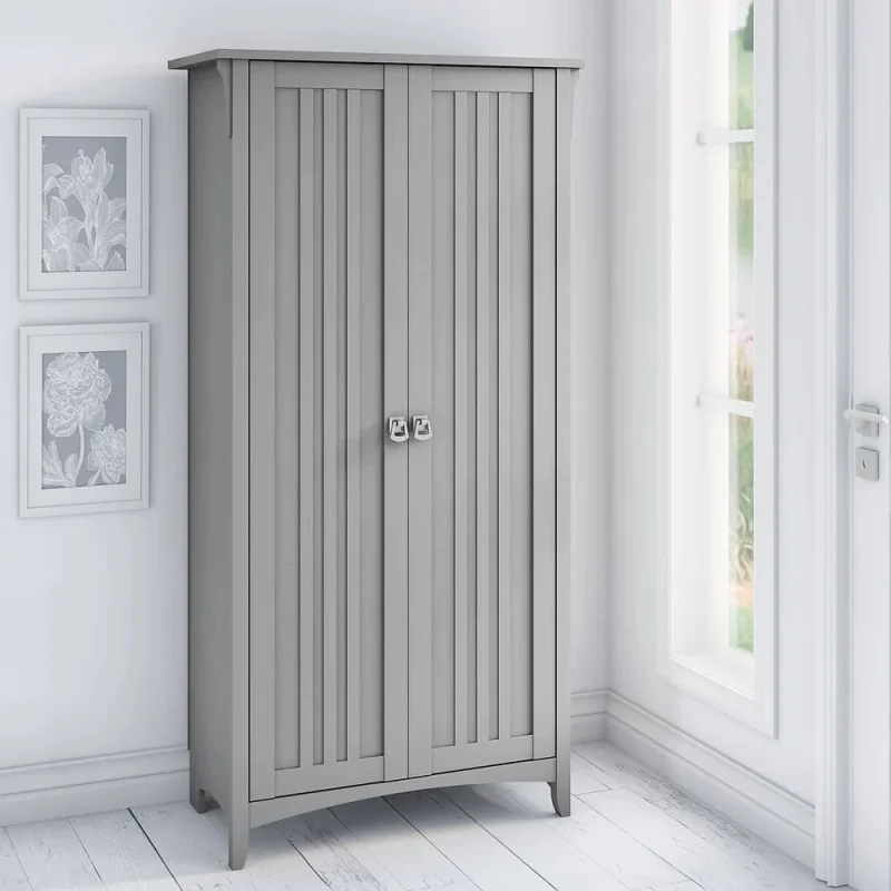 Tall Freestanding Storage Cabinet With Doors And 5 Shelves