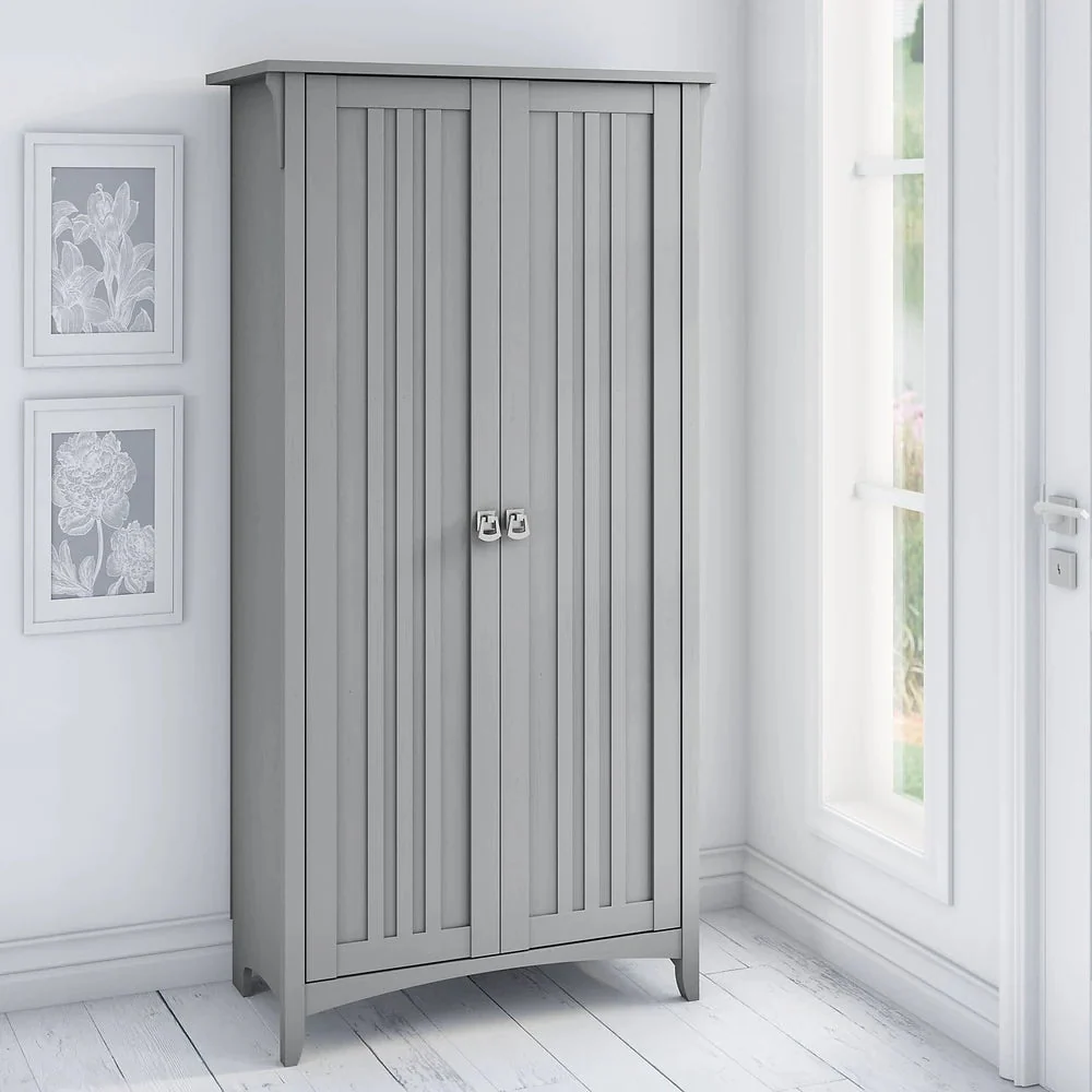 Tall Freestanding Storage Cabinet With Doors And 5 Shelves