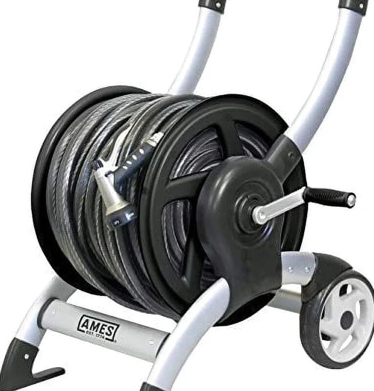 The Ames Company Aluminum Hose Reel Cart, Silver, 200 Ft - 2518000