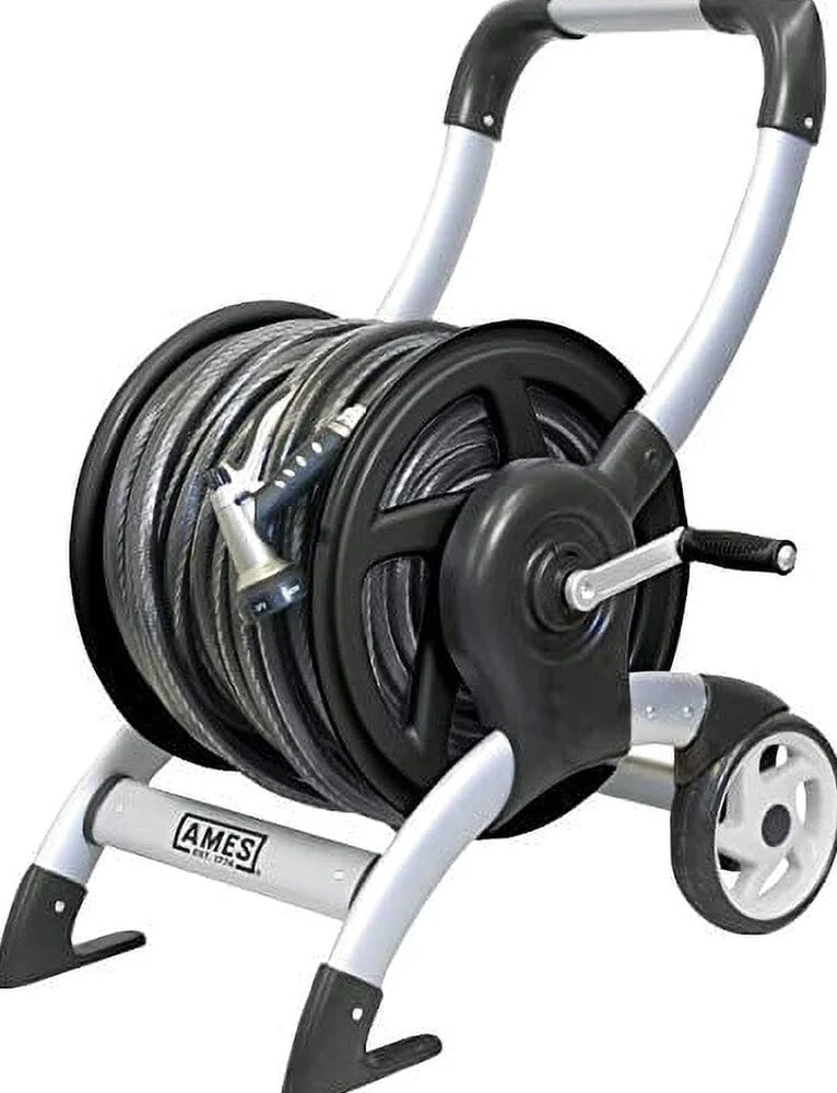 The Ames Company Aluminum Hose Reel Cart, Silver, 200 Ft - 2518000