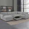 Thomasville Fabric Sectional With Storage Ottoman, 4-Piece, Gray - Langdon