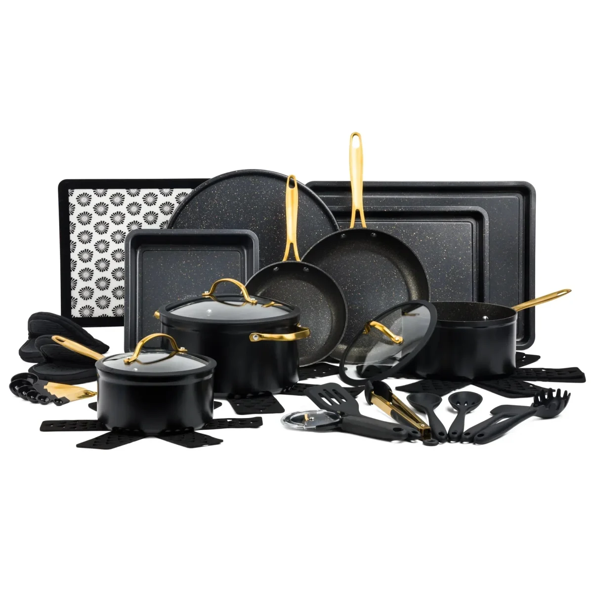 Thyme & Table 32-Piece Non-Stick Cookware & Bakeware Set, Black