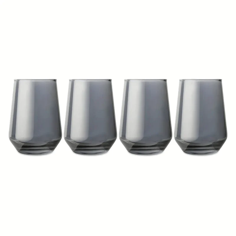 Thyme & Table 13.5 fl oz Smoke Angled Stemless Wine Glasses, Set of 4