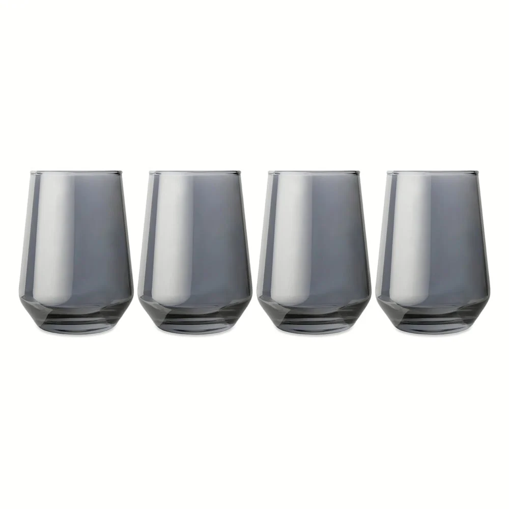 Thyme & Table 13.5 fl oz Smoke Angled Stemless Wine Glasses, Set of 4