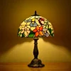 Tiffany Style Stained Glass Hummingbird Table Lamp 12in Shade, 18in Tall