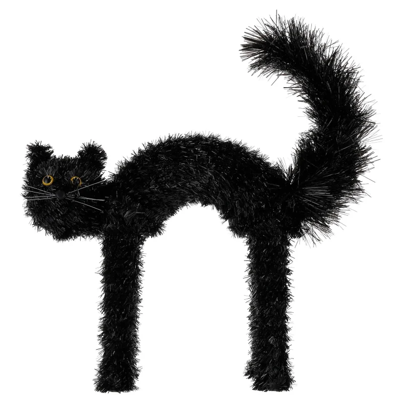 Tinsel Scaredy Cat Decoration, Black, 15", Halloween by Way To Celebrate