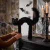 Tinsel Scaredy Cat Decoration, Black, 15", Halloween by Way To Celebrate