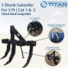 Titan Distributors Inc. 3 Shank Subsoiler Ground Ripper For Category 1 & 2 3 Point Tractors - Quick Hitch Compatible