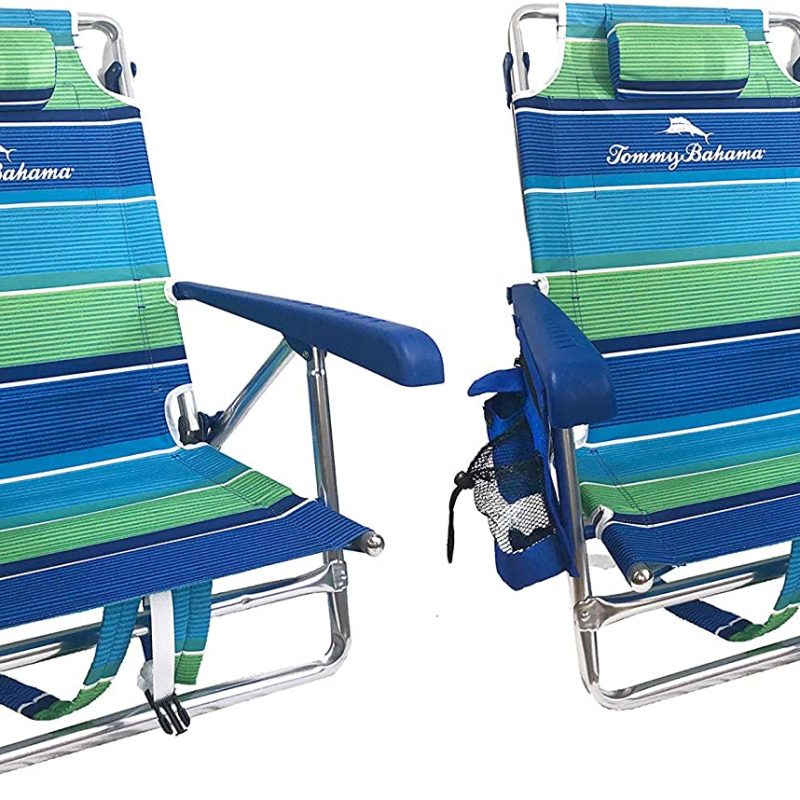 Tommy Bahama 2-Pack Backpack Beach Chairs With Storage Pouch And Towel Bar