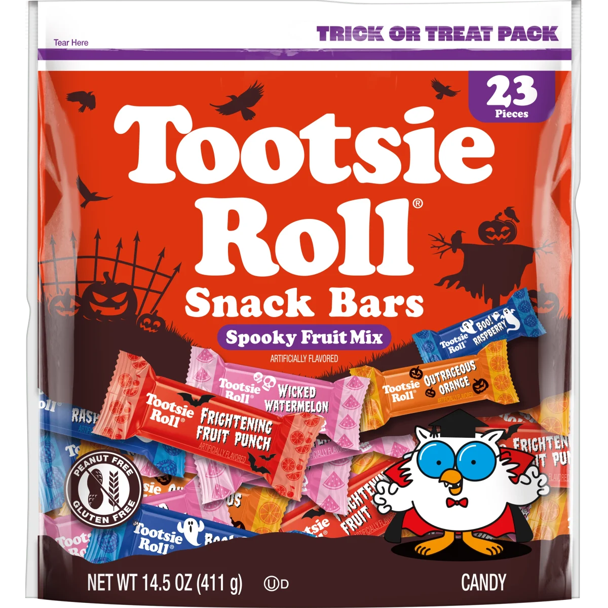 Tootsie Roll Fruit Snack Bars, Assorted Flavors, 14.5 oz, Gluten-Free, Peanut-Free